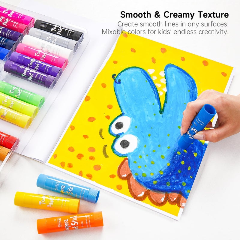 Shuttle Art Tempera Paint Sticks, 30 Colors Solid Tempera Paint for Kids with 1 Drawing Pad, Super Quick Drying, Non-Toxic, Works Great on Paper Wood Glass Ceramic Canvas - Image 4